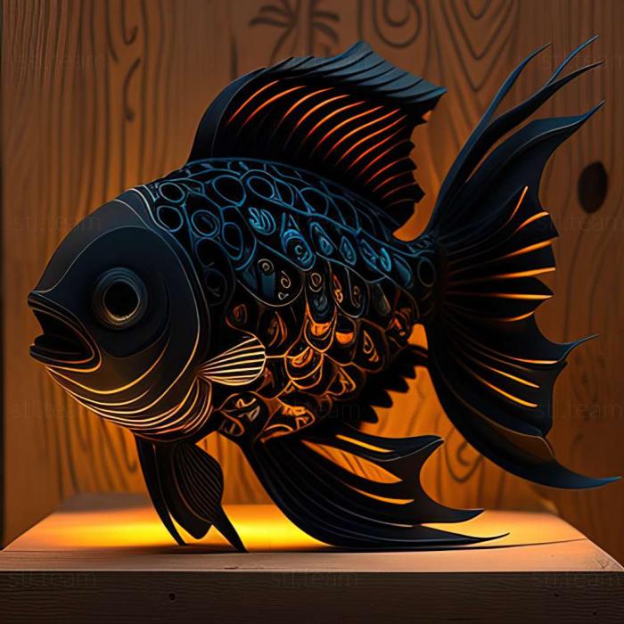 Черная неоновая рыба